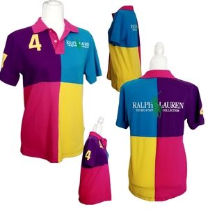 RALPH LAUREN Color Block Polo Top Shirt ~Sz L